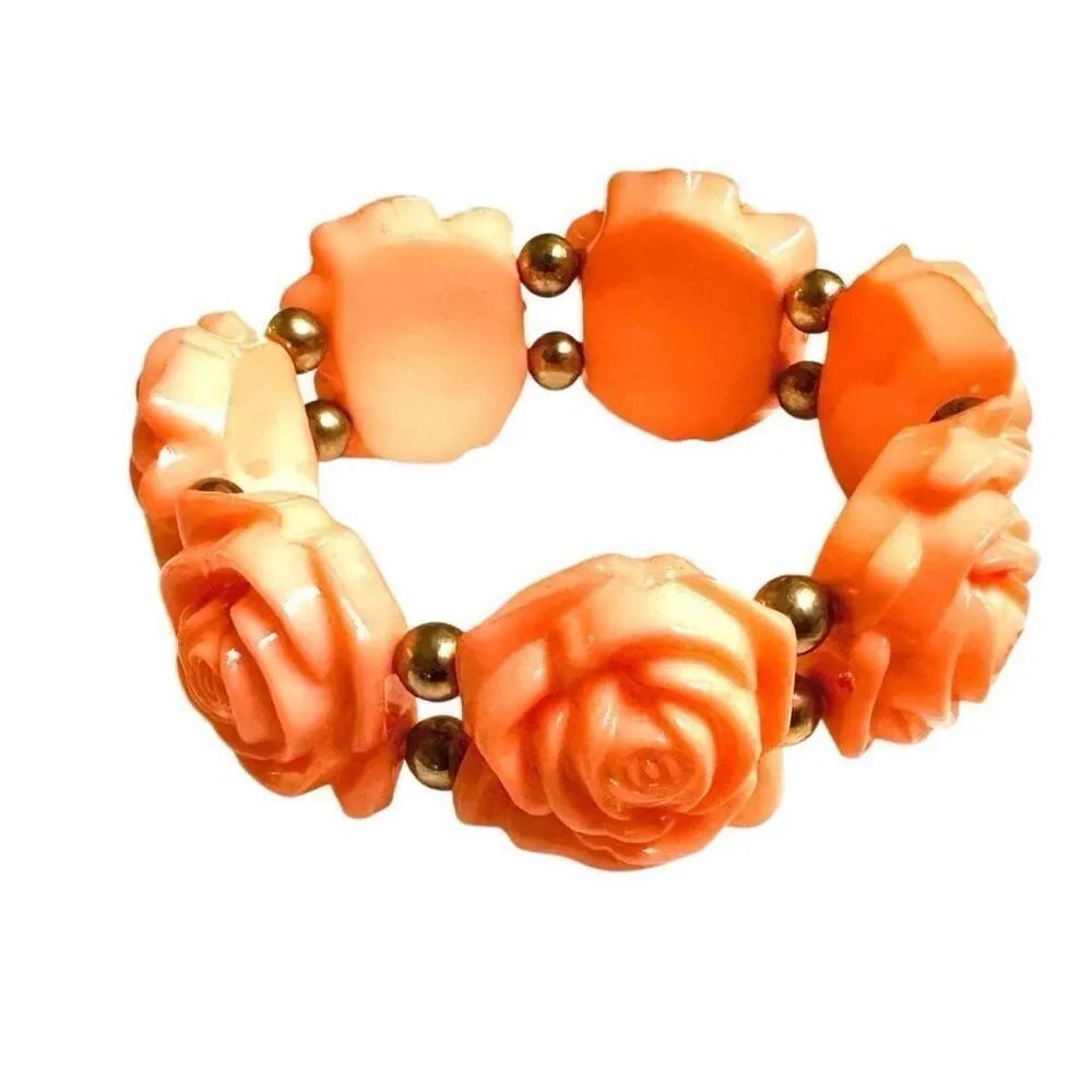 Orange flower stretchy bracelet